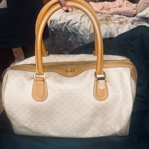 Gucci Tan and Cream Travel Bag vintage over 30 years old